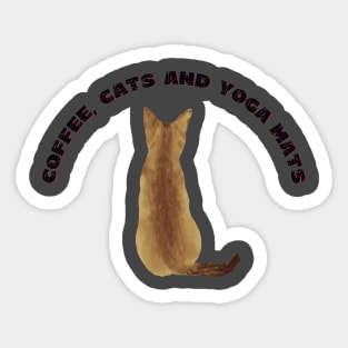 Coffee cats and yoga mats funny yoga and cat drawing Sticker